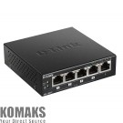Мрежов суич D-Link 5-Port Desktop Gigabit PoE+ Switch