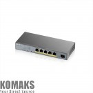 Мрежов суич ZyXEL GS1350-6HP, 6 Port managed CCTV PoE switch, long range, 60W, 802.3BT