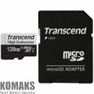 Memory card TRANSCEND 128GB microSD w/ adapter U1 131 072 MB