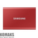 Външен SSD Samsung Portable SSD T7 1TB, USB 3.2, Read 1050 MB/s Write 1000 MB/s, Metallic Red