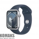 Smart watch APPLE Watch Series 9 GPS 45mm Silver Aluminium Case with Storm Blue Sport Band - M/L 1.9" (4.83 cm)