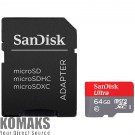 Карта памет SanDisk High Endurance microSDXC 64GB + SD Adapter - for dash cams & home monitoring, up...