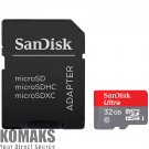 Карта памет SanDisk High Endurance microSDHC 32GB + SD Adapter - for dash cams & home monitoring, up...