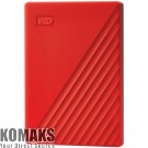 Твърд диск външен WESTERN DIGITAL HDD External WD My Passport (2TB, USB 3.2) Red