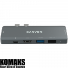 Хъб USB CANYON DS-5, Multiport Docking Station with 7 port, 1*Type C PD100W+2*HDMI+1*USB3.0+1*USB2.0...